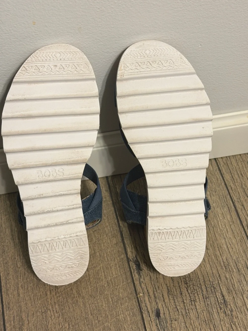 Bobs from Sketchers Memory Foam Denim Blue Crisscross Buckle Sandals - Picture 9 of 10